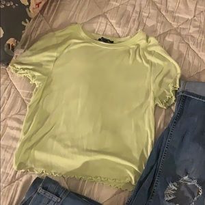 Fluorescent green fitted top. Large